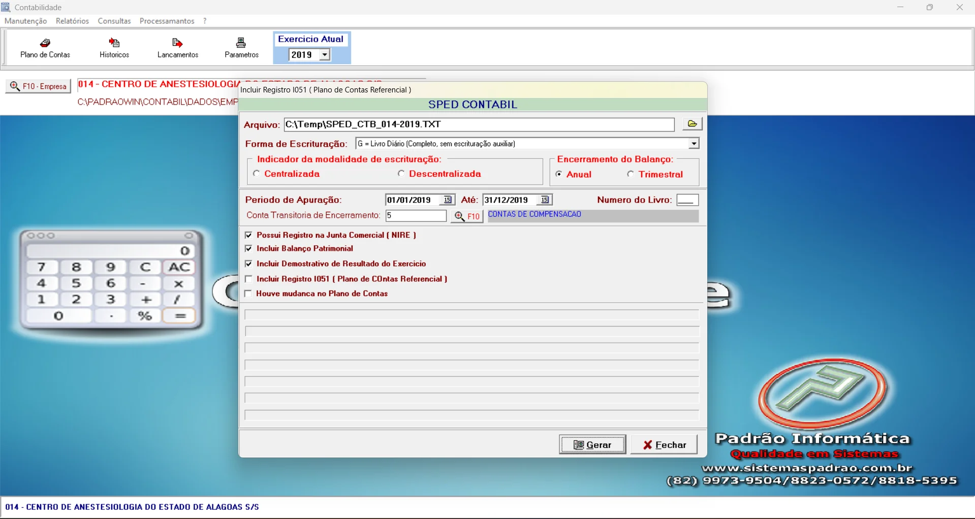 Tela de Sped Contábil